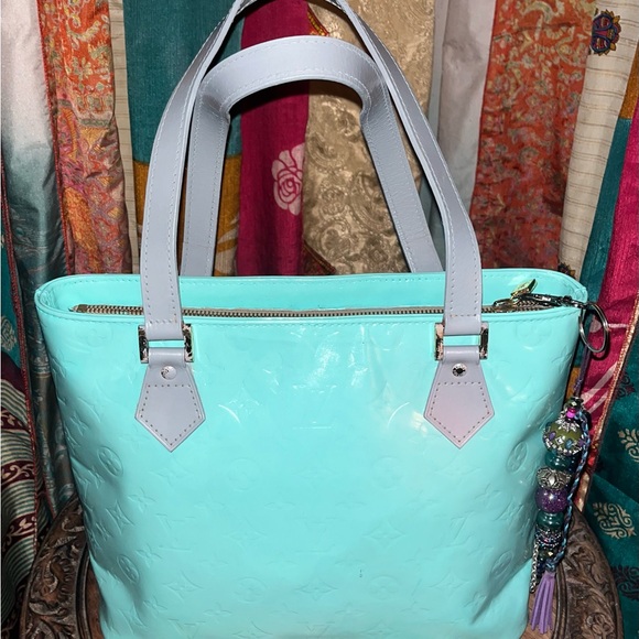 Hand painted Louis Vuitton in Tiffany Blue Grey strap comes handmade boho tassel - Picture 10 of 10